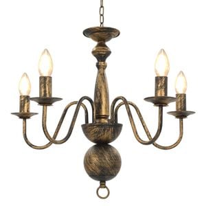 vidaXL Lustre antigo de 5 l&acirc;mpadas E14 preto