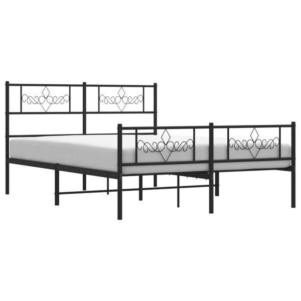 vidaXL Estrutura de cama com cabeceira e p&eacute;s 140x190 cm metal preto