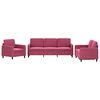 vidaXL 3 pcs conjunto de sof&aacute;s veludo vermelho-tinto