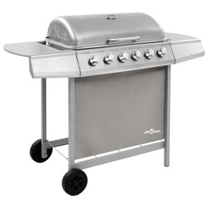 vidaXL Grelhador/barbecue a g&aacute;s 6 discos prateado