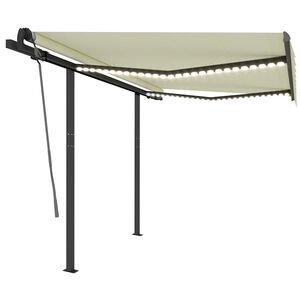 vidaXL Toldo retr&aacute;til manual com LED 3x2,5 m cor creme