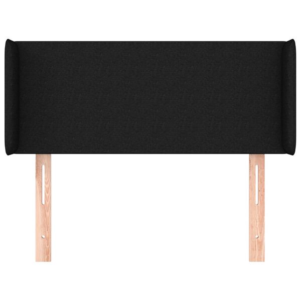 vidaXL Cabeceira de cama c/ abas tecido 93x16x78/88 cm preto