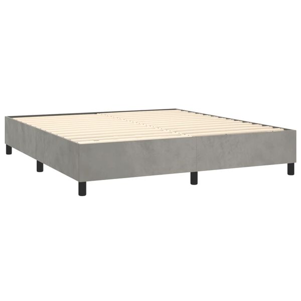 vidaXL Cama com molas/colch&atilde;o 180x200 cm veludo cinzento-claro