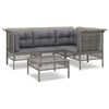 vidaXL 5 pcs conjunto lounge de jardim c/ almofad&otilde;es vime PE cinzento