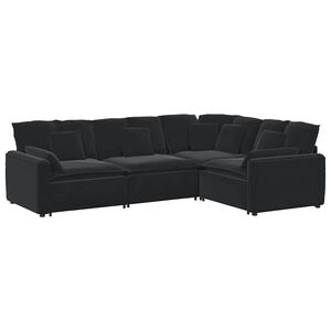 vidaXL Sof&aacute; modular com almofadas veludo preto
