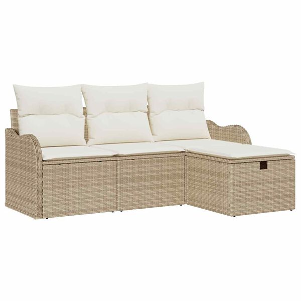 vidaXL Conjunto de Sofá de Jardim com almofada 4 pcs Rattan Sintético
