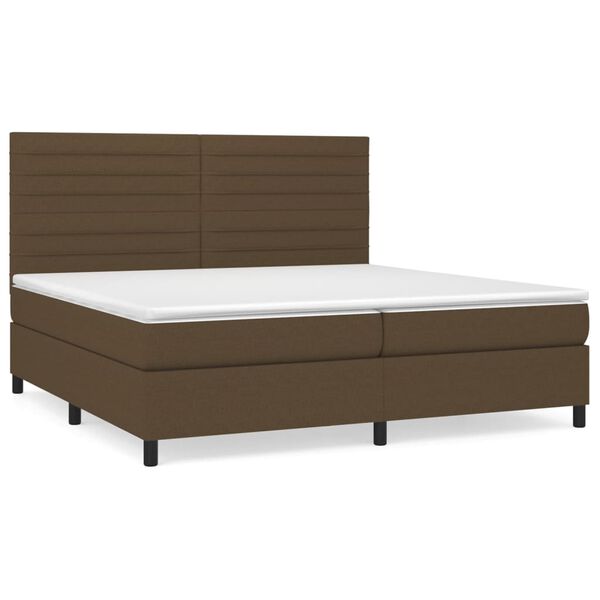 vidaXL Cama com molas/colch&atilde;o 200x200 cm tecido castanho-escuro