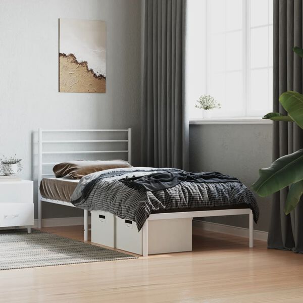 vidaXL Estrutura de cama sem colchão com cabeceira 75x190 cm branco