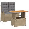 vidaXL 2 pcs conjunto de jantar p/ jardim com almofad&otilde;es vime PE bege