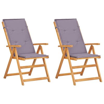 vidaXL Cadeiras jardim reclináveis 2pcs madeira acácia maciça castanho