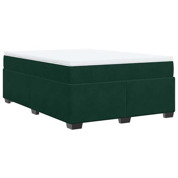 vidaXL Cama com molas/colch&atilde;o 140x190 cm veludo verde-escuro