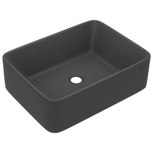 vidaXL Lavat&oacute;rio luxuoso 41x30x12 cm cer&acirc;mica cinzento-escuro mate