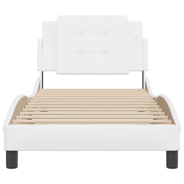 vidaXL Estrutura de cama sem colch&atilde;o Zadar couro artificial 90x190cm branco