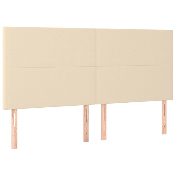 vidaXL Cabeceira cama c/ LED tecido 160x5x118/128 cm cr&egrave;me