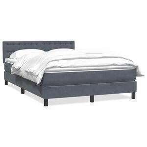 vidaXL Cama com molas/colch&atilde;o 140x220 cm veludo cinzento-escuro