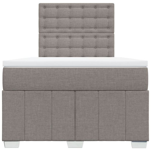 vidaXL Cama boxspring c/ colch&atilde;o 120x190cm tecido castanho-acinzentado