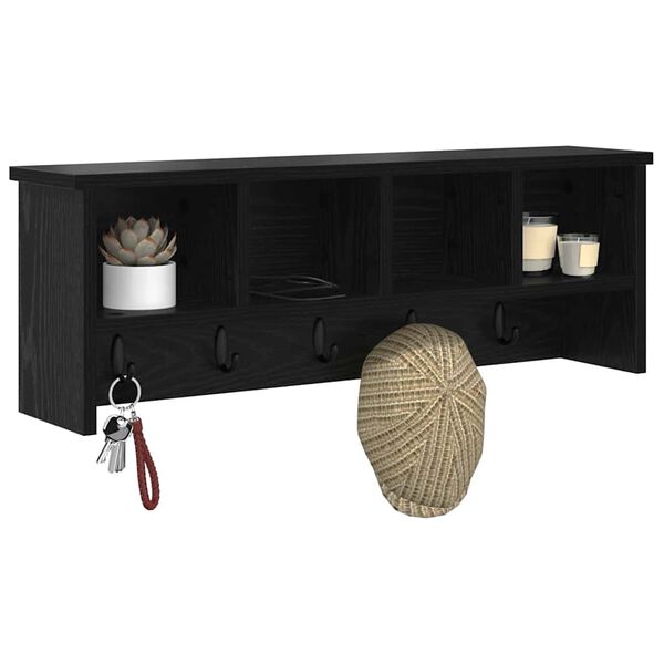 vidaXL Cabideiro de Parede Carvalho preto 75 x 16 x 26 cm