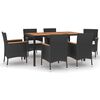 vidaXL 7 pcs conjunto de jantar p/ jardim c/ almofad&otilde;es vime PE preto