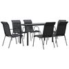 vidaXL 7 pcs conjunto de jantar para jardim a&ccedil;o e textilene preto