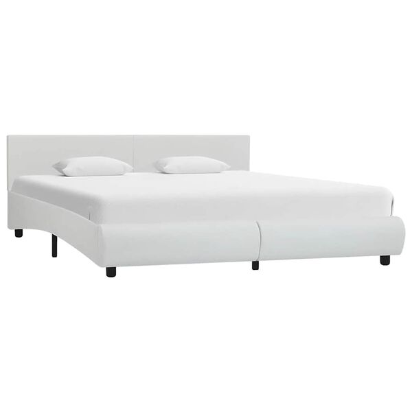 vidaXL Estrutura de cama com LED 160x200 cm couro artificial branco