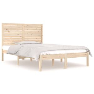 vidaXL Estrutura de cama casal 135x190 cm madeira maci&ccedil;a