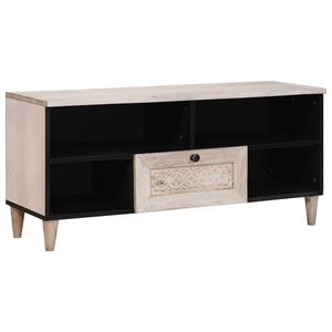 vidaXL Gabinete para TV com gaveta Branco Descolorido 100 x 33 x 46 cm