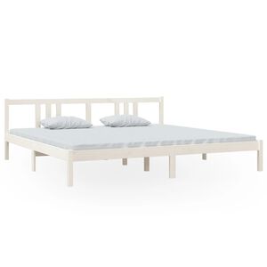 vidaXL Estrutura de cama 200x200 cm madeira maci&ccedil;a branco