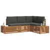 vidaXL Conjunto de Sof&aacute;s para Exterior 4 Pe&ccedil;a Natural e Antracite