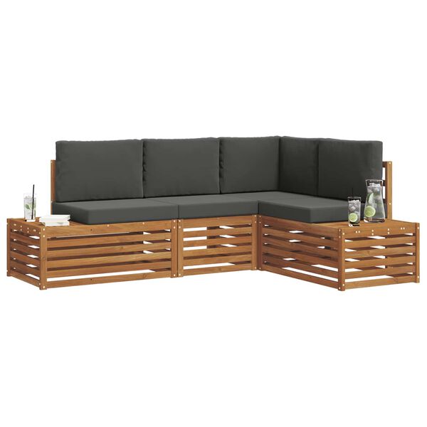 vidaXL Conjunto de Sof&aacute;s para Exterior 4 Pe&ccedil;a Natural e Antracite