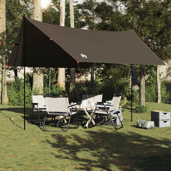 vidaXL Lona de campismo 462x306x211 cm impermeável castanho
