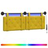 vidaXL Cabeceira suspensa Com luz LED Amarelo Veludo