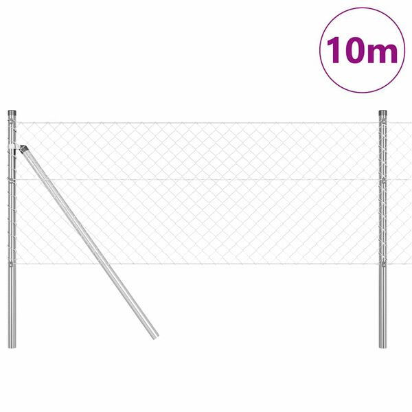 vidaXL Poste de Cerca Prateado 10 x 0,8 m (malha de 40 x 40 mm) A&ccedil;o