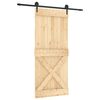 vidaXL Porta Deslizante Natural e Preto 90 x 210 cm