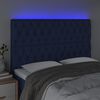 vidaXL Cabeceira de cama c/ luzes LED tecido 144x7x118/128 cm azul