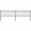 vidaXL Cerca de jardim com arco superior em a&ccedil;o 337x80 cm preta