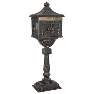 vidaXL Caixa de Correio de P&eacute; com porta Bronze 42,5 x 29,5 x 117 cm