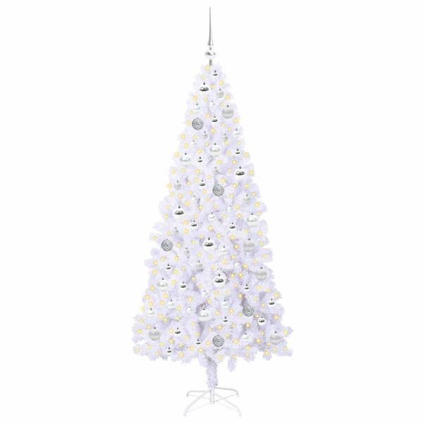 vidaXL &Aacute;rvore de Natal Artificial com 300 LEDs Branco 180 cm PVC e A&ccedil;o