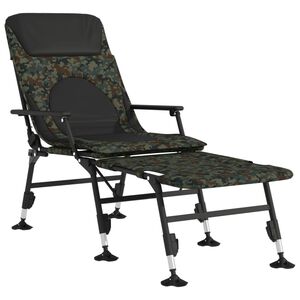 vidaXL Espregui&ccedil;adeira pesca c/ pernas ajust&aacute;veis dobr&aacute;vel camuflagem