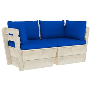 vidaXL Sof&aacute; paletes 2 lugares p/ jardim c/ almofad&otilde;es madeira de abeto