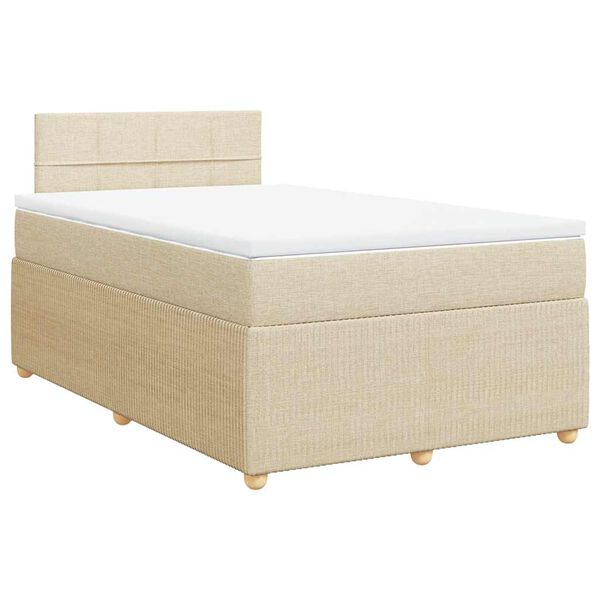 vidaXL Cama com molas/colch&atilde;o 120x200 cm tecido cor creme