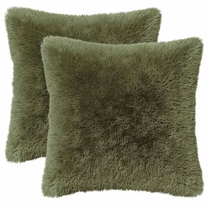 vidaXL Capa almofada 2 pcs HEERLEN Verde 30 x 30 cm Fleece PV