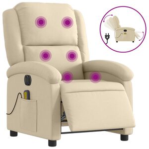 vidaXL Poltrona de massagens reclin&aacute;vel el&eacute;trica tecido creme