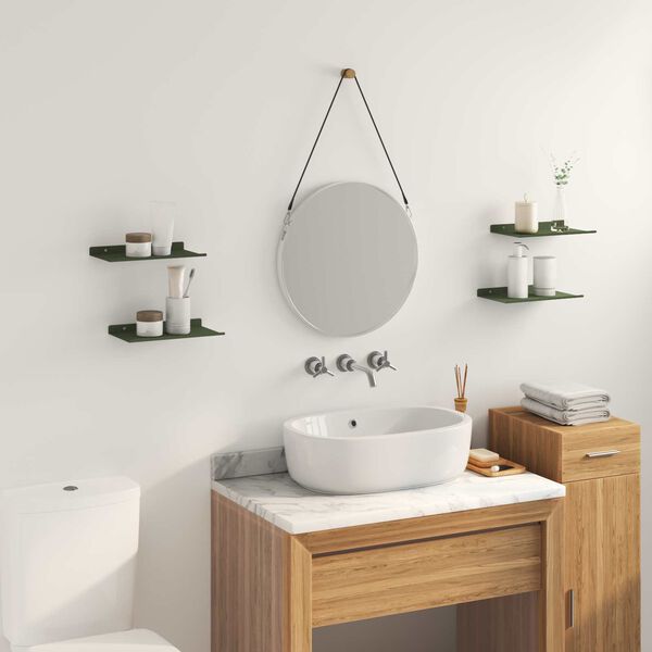 vidaXL Prateleira Flutuante 4 pcs Verde Oliva 30 x 18 x 2,5 cm A&ccedil;o