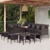 vidaXL 6 pcs conjunto de jantar p/ jardim c/ almofad&otilde;es vime PE preto