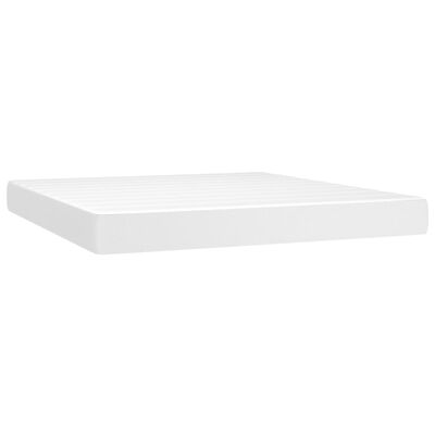 vidaXL Cama box spring c/colchão/LED 160x200cm couro artificial branco