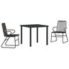 vidaXL Conjunto de Jantar para Jardim 3 pcs Preto A&ccedil;o revestido a p&oacute;