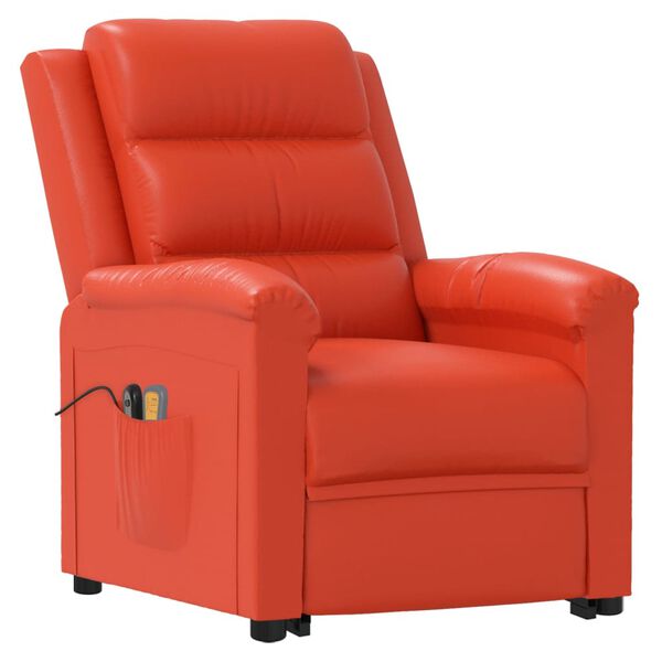 vidaXL Poltrona de massagens elevat&oacute;ria couro artificial vermelho