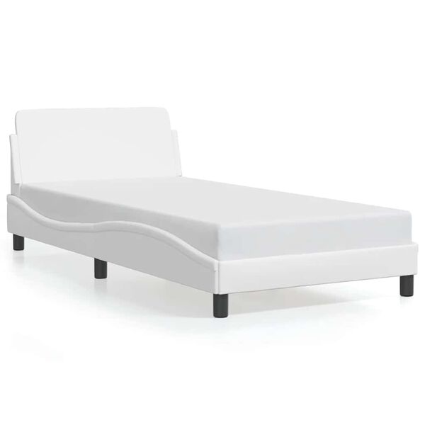 vidaXL Estrutura de cama Dover 100x203cm couro artificial branco