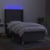 vidaXL Cama box spring c/ colch&atilde;o e LED 90x190 cm tecido cinza-escuro