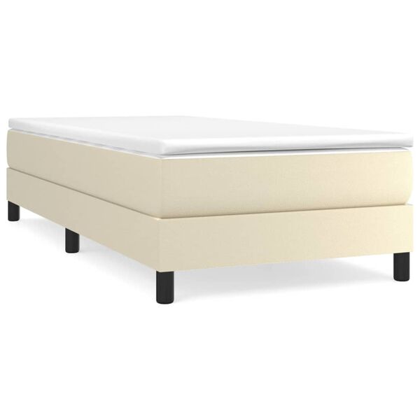 vidaXL Estrutura de cama com molas 90x190 cm couro artificial cor creme